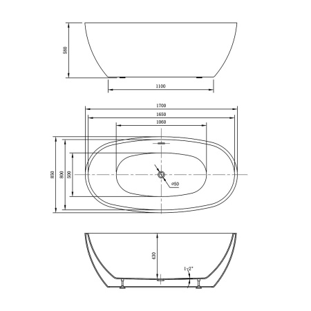 Акриловая ванна Vincea 170x85 VBT-404-1700