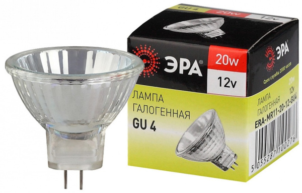 Лампа галогеновая Эра  GU4 20Вт 3000K GU4-MR11-20W-12V-30CL