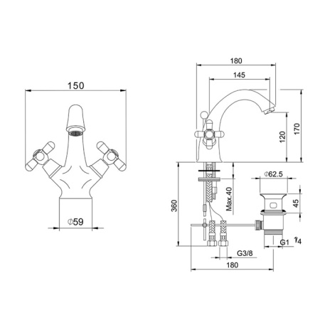 Смеситель для раковины Huber Croisette CS00151121
