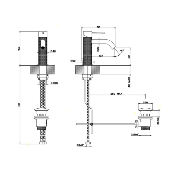 Смеситель для раковины Gessi 316 54401#239 нержавейка
