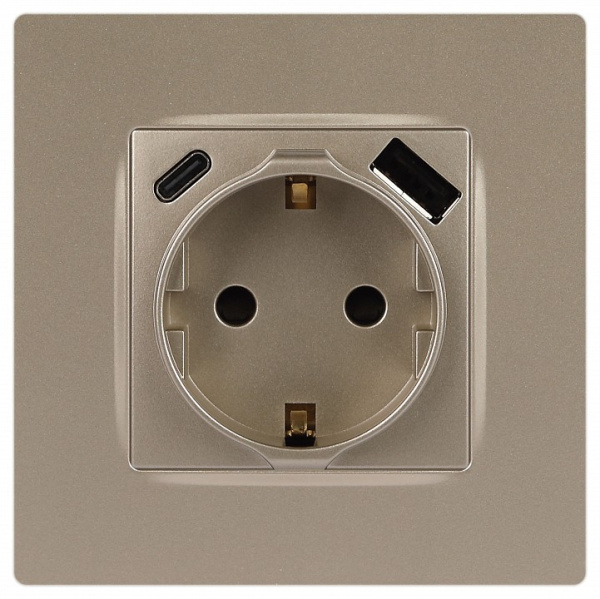 Розетка с заземлением и со шторкой и 2хUSB, без рамки Эра Эра 12 12-4108-04