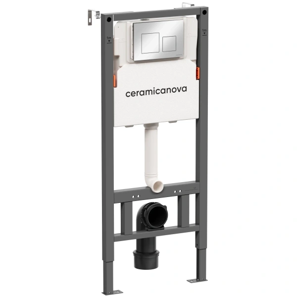 Инсталляция для унитаза Ceramica Nova Balance Square CN121002CH с кнопкой смыва, хром