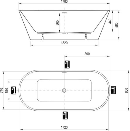 Акриловая ванна Ravak Solo 178х80 XC00100025 белая отдельностоящая
