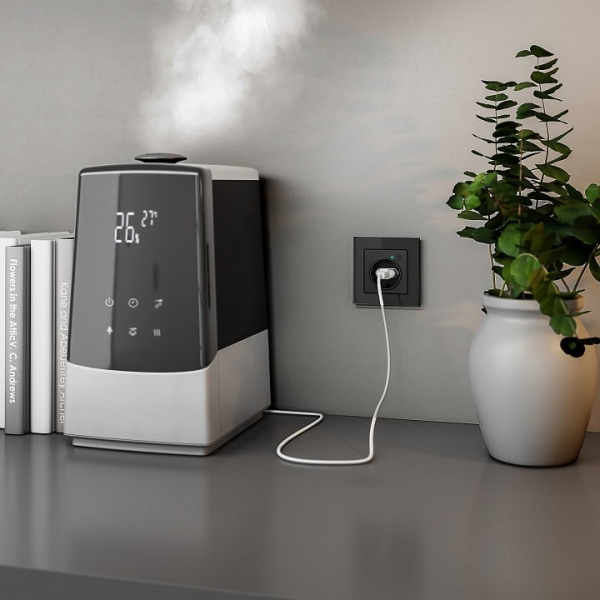 Розетка с заземлением и со шторками без рамки с Wi-Fi Werkel черный матовый W1171608