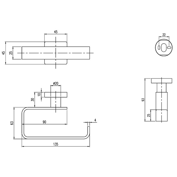 Держатель туалетной бумаги без крышки Villeroy&Boch Elements Striking TVA15201400061