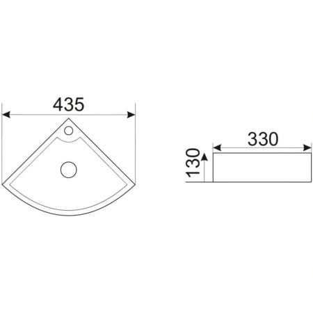 Раковина CeramaLux 9067B 43,5x33 см, подвесная, угловая, белый