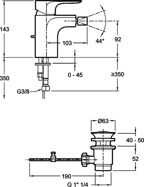 Смеситель для биде Jacob Delafon ALEO E72279-CP