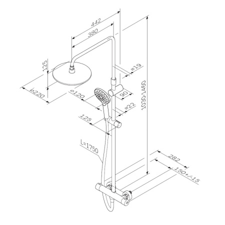 Душевая система AM.PM Like F0780422 со смесителем