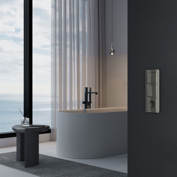 Выключатель проходной двухклавишный без рамки Werkel графит акрил W1122044