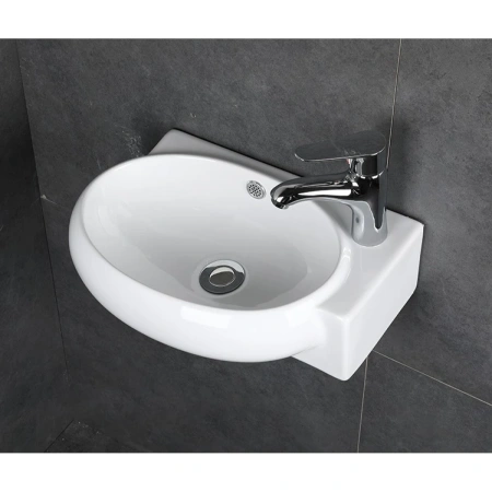 Раковина CeramaLux 9100L 43x29 см L, подвесная, белый