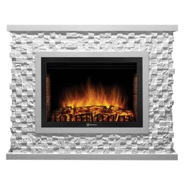 Портал Firelight Quadro 25 камень песчаник античный белый белая эмаль