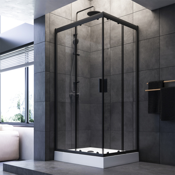 Душевой уголок AM.PM Gem W90G-404-100280-BT стекло прозрачное профиль черный матовый