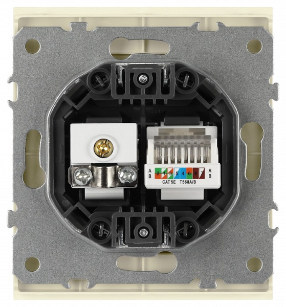 ТВ-розетка и розетка Ethernet RJ-45 без рамки Эра Arktik Б0070495