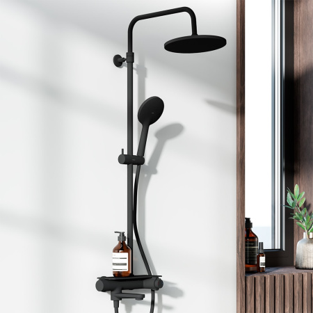 Душевая стойка Damixa Jupiter 977760300 с термостатом черная матовая