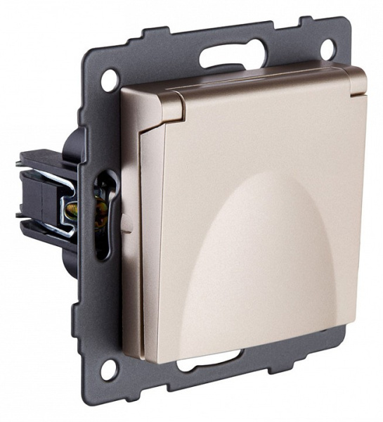 Розетка с заземлением с крышкой, без рамки Kollinger  REA-006GD