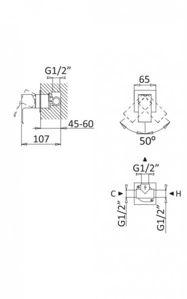 Смеситель для душа Cezares PORTA PORTA-DIM-01