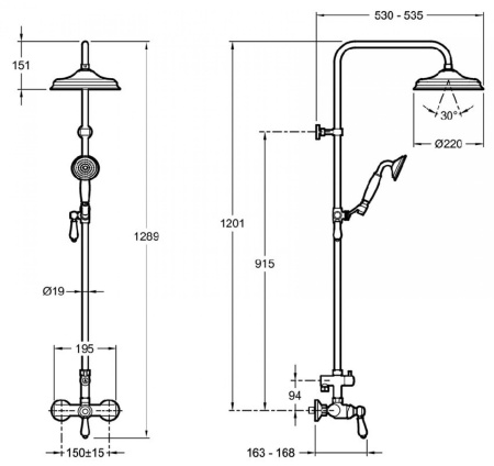 Душевая стойка Jacob Delafon Louise E24368-CP хром