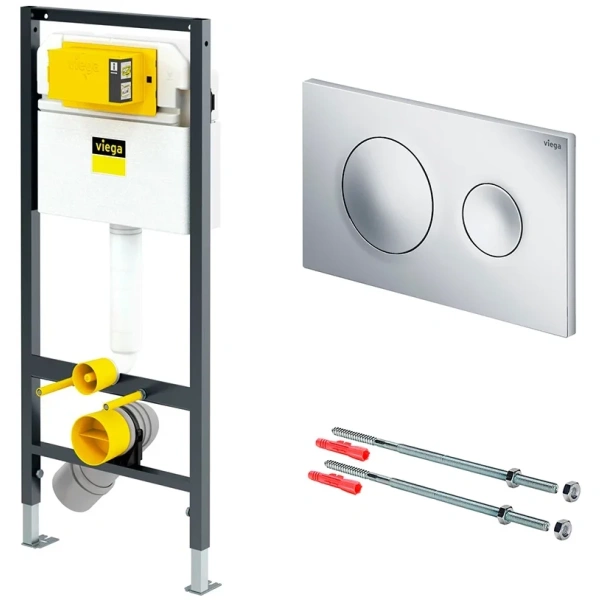 Инсталляция для унитаза модель 8524.13 Viega Prevista Dry Visign for Style 20 792855 с кнопкой смыва, хром