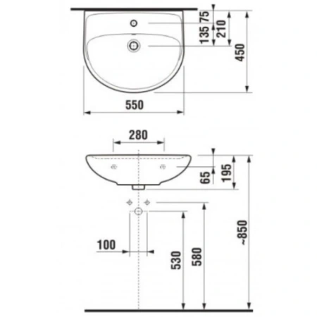 Раковина 55x45 см Jika Lyra Plus 8143820001049