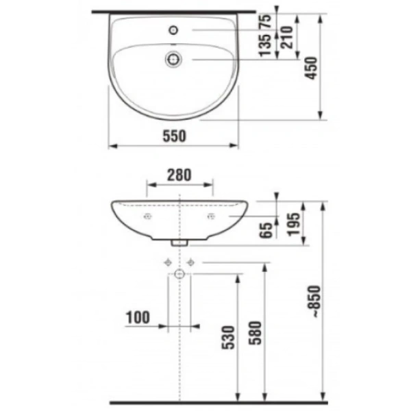 Раковина 55x45 см Jika Lyra Plus 8143820001049