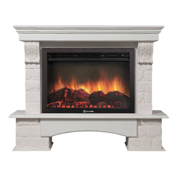 Портал Firelight Forte 30S камень белый шпон белёный дуб