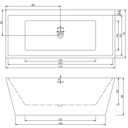 Акриловая ванна Ceruttispa Lugano CT9344 170x75 см, белый