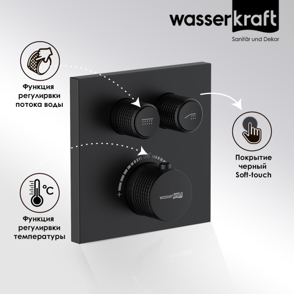 Смеситель для ванны WasserKRAFT Elbe 7448 Thermo черный