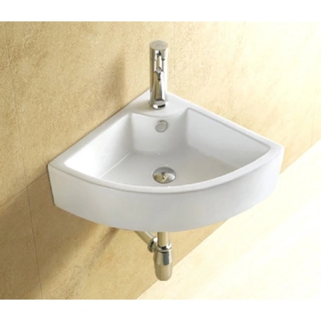 Раковина CeramaLux 9067B 43,5x33 см, подвесная, угловая, белый