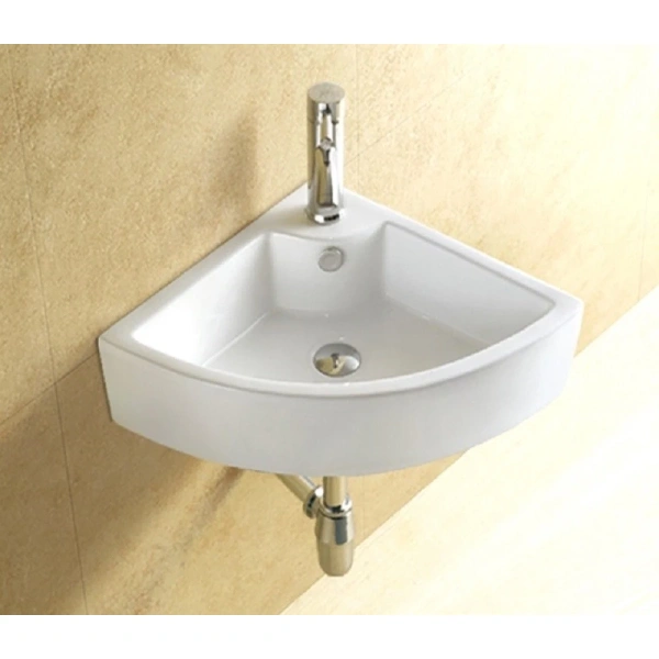 Раковина CeramaLux 9067B 43,5x33 см, подвесная, угловая, белый
