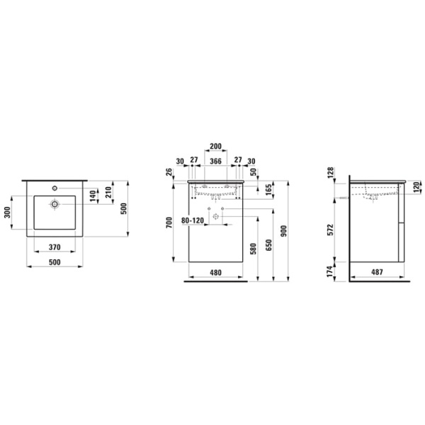 Тумба с раковиной Laufen Pro 100 8.6496.2.261.104.1 белый