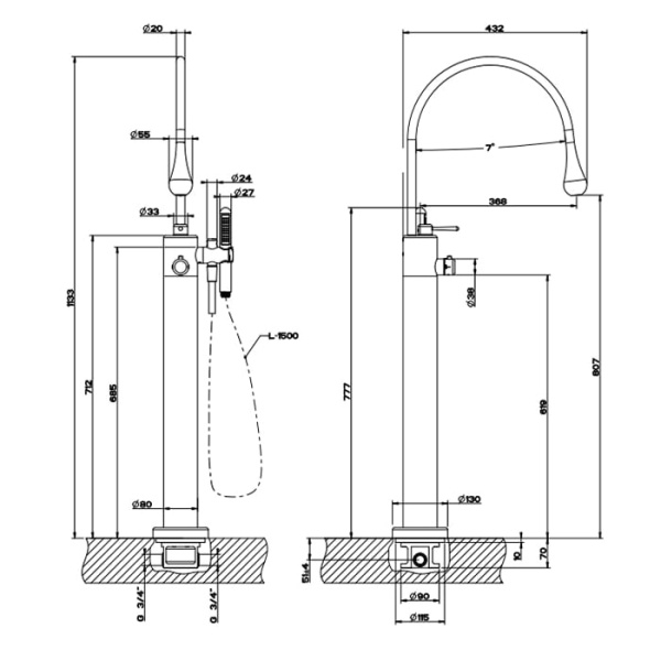 Смеситель для ванны Gessi Goccia 24978#279 белый матовый