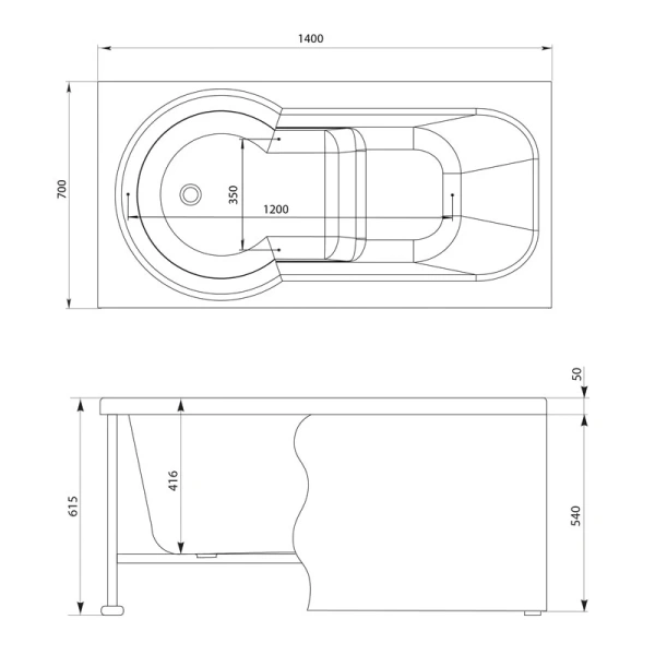 Акриловая ванна 140x70 см Aquanet Largo 00205512
