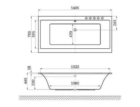 Акриловая ванна Excellent pryzmat slim 160x75