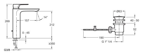 Смеситель для раковины Jacob Delafon ALEO+ E72337-CP