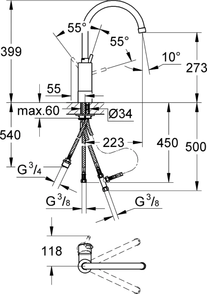 Смеситель Grohe Concetto 32666001 для кухонной мойки