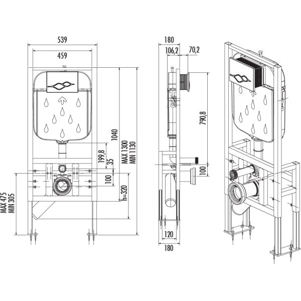 Инсталляция для унитаза Creavit GR5004.01 сенсорная