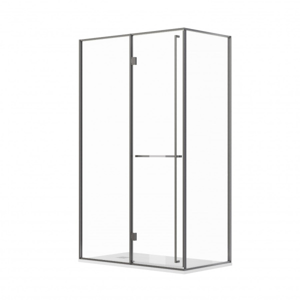 Дверь Roca Apex левая с боковой панелью 120x80 ZRU9307896 оружейная сталь стекло прозрачное
