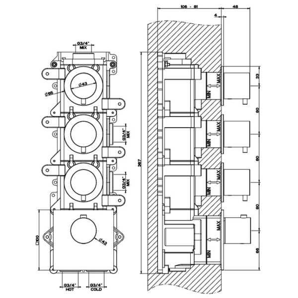 Смеситель для душа Gessi 316 54506#239 нержавейка