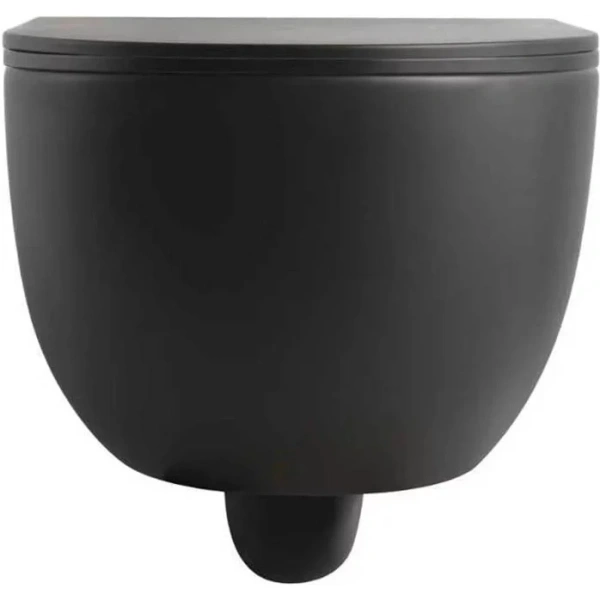 Унитаз подвесной Veconi Rino VRI-49TB безободковый, торнадо, с сиденьем микролифт, черный матовый