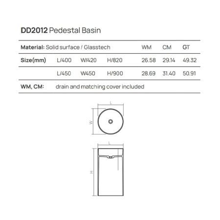 Раковина Dea Design Pedestal Basin 40DD2012 400 R1 sunset