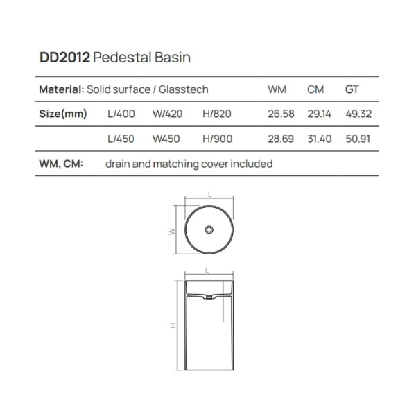 Раковина Dea Design Pedestal Basin 40DD2012 400 R1 sunset