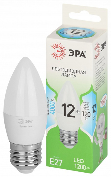 Лампа светодиодная Эра Green Line E27 12Вт 4000K LED B35-12W-840-E27 GL