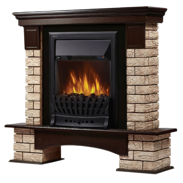 Портал Firelight Forte Wood Classic камень коричневый шпон темный дуб
