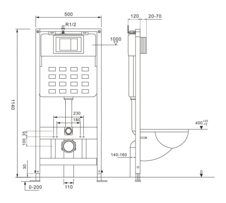 Комплект унитаз с инсталляцией Abber Bequem AC1100-AC0105-AC0121