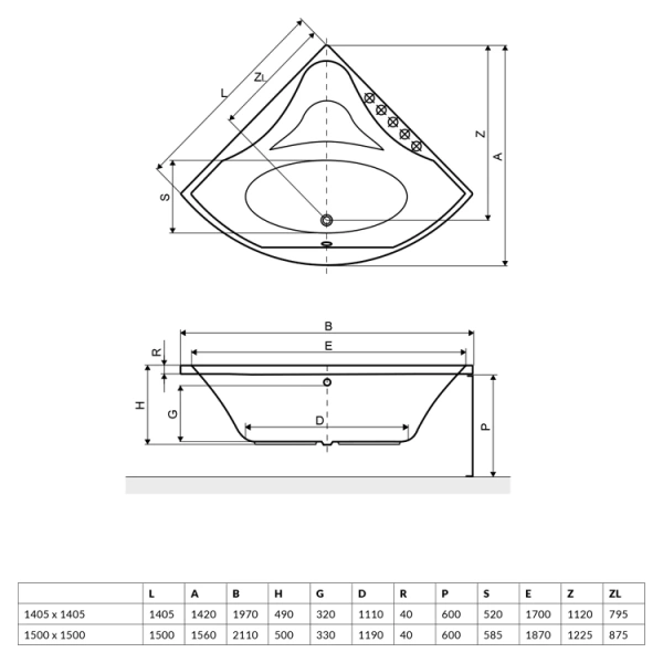 Панель фронтальная 140 Excellent Glamour OBEX.GLA14WH