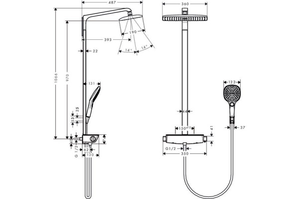 Душевая стойка hansgrohe Raindance Select Showerpipe 27112000