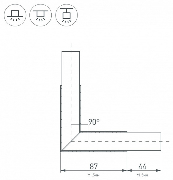 Соединитель угловой L-образный накладной Arlight KLUS 026133