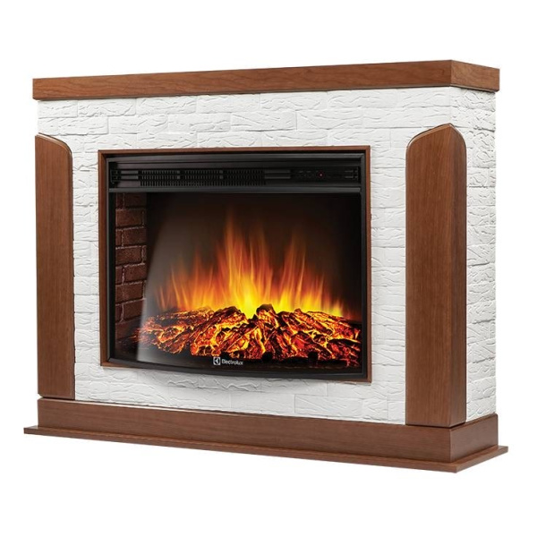 Каминокомплект: Очаг Electrolux EFP/P-3020LS портал Prestigio 30 камень белый шпон дуб