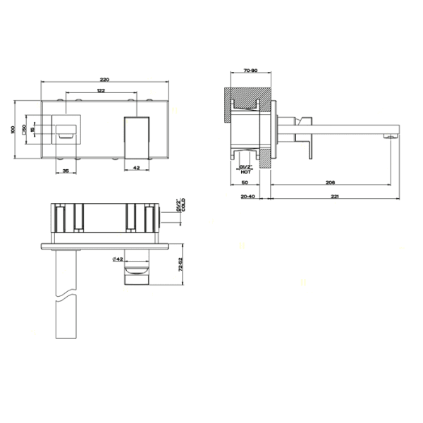 Смеситель для раковины Gessi Rettangolo 44836#031