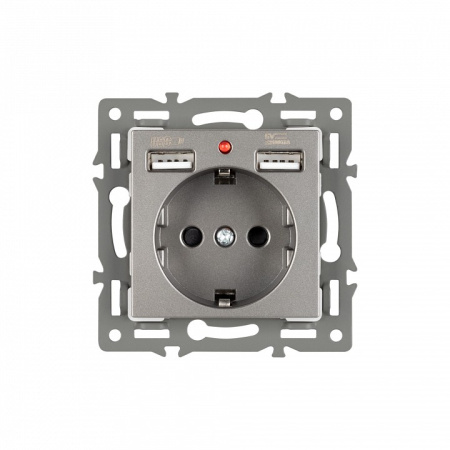 Розетка с заземлением и 2хUSB type A, без рамки Arlight SCT 043735